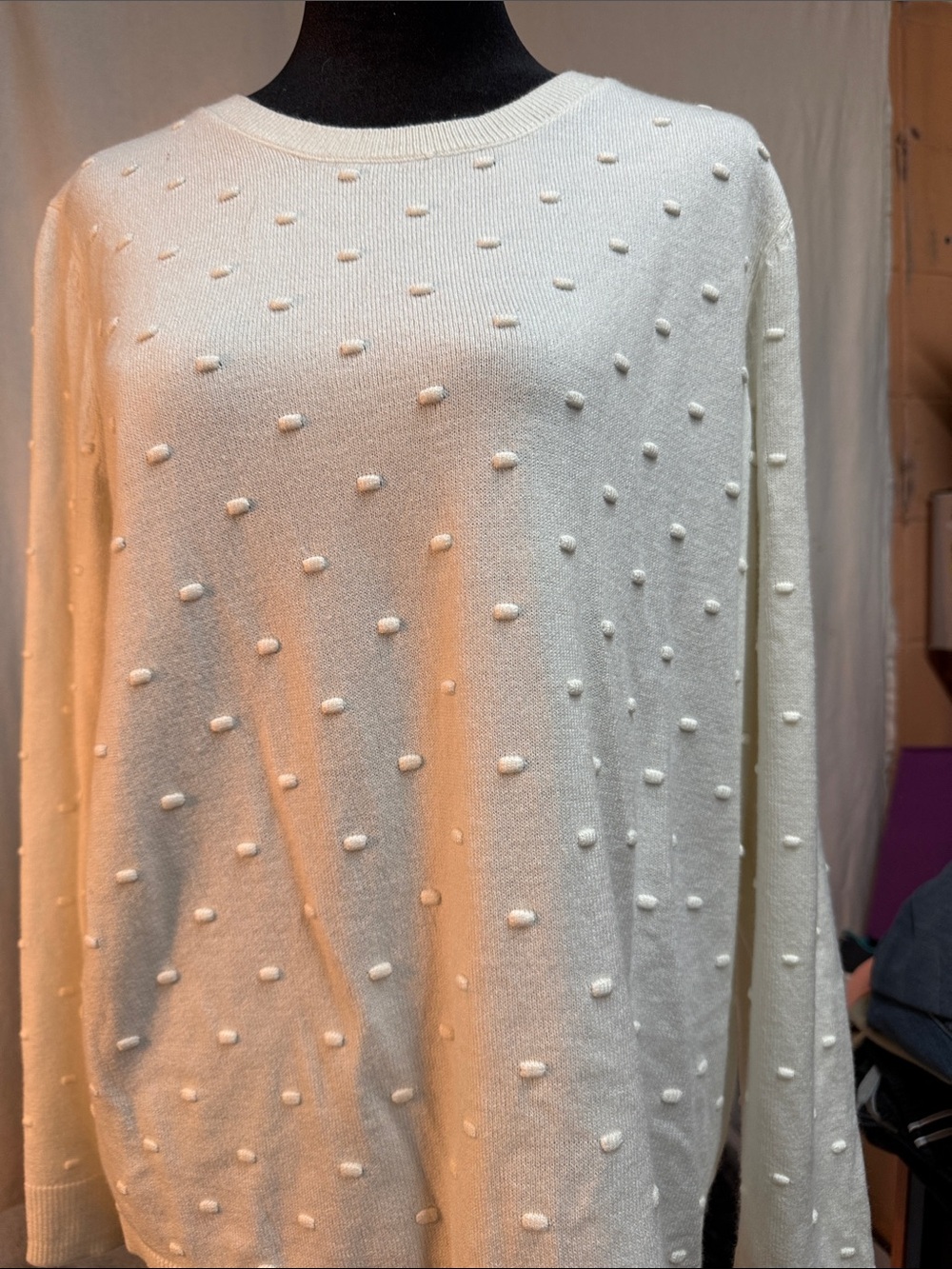 Croft & barrow Ivory Pointelle Crewneck Sweater